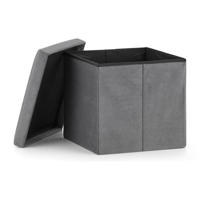 Pouf contenitore pieghevole Velvet grigio 31x31