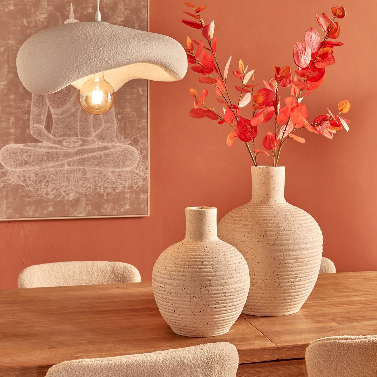 Vase Ted Boule 33x33x43 cm Blanc