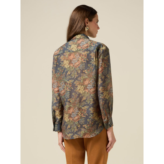 Oltre - Camicia a fantasia floreale - Blu