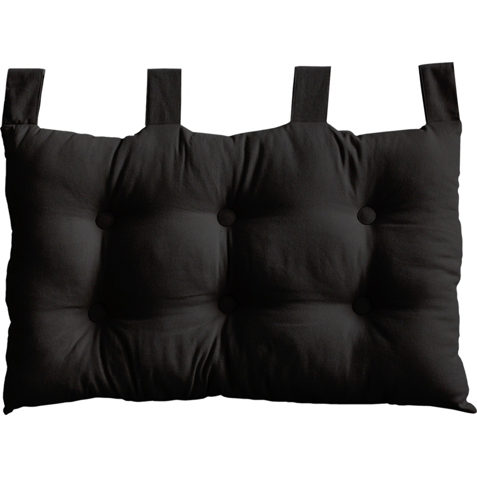 Coussin tête de lit en coton et pattes boutonnées - Noir