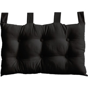 Coussin tête de lit en coton et pattes boutonnées - Noir