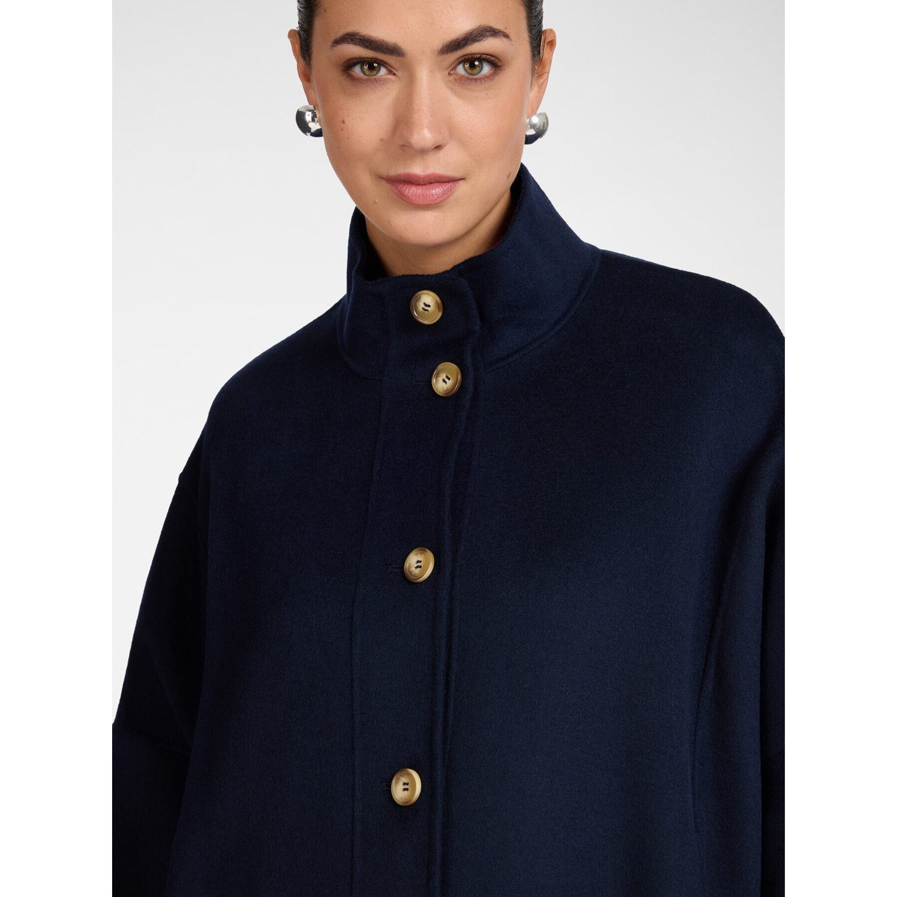 Elena Mirò - Cappa in double con collo alto - Blu