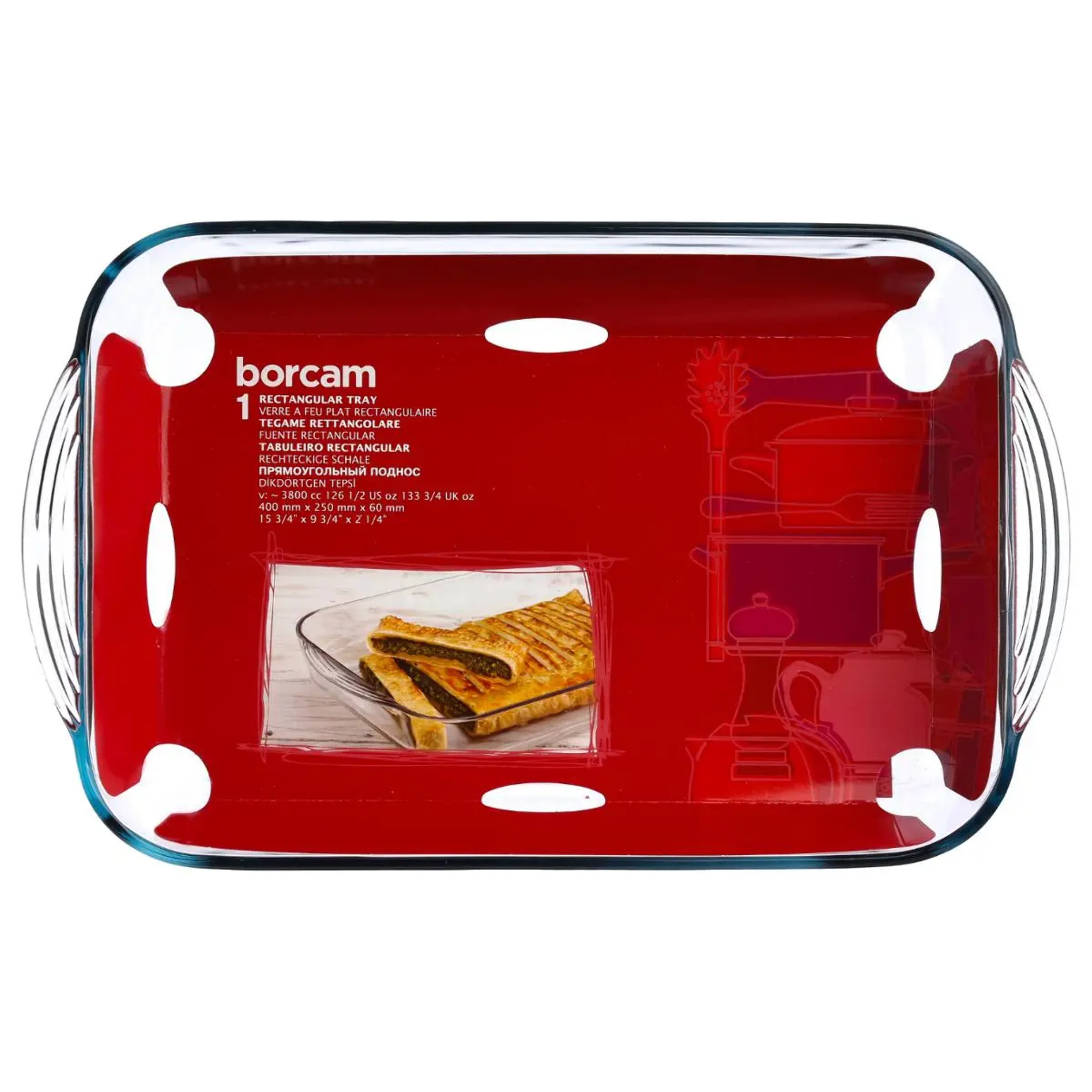 Plat rectangulaire en verre 40x25x6cm