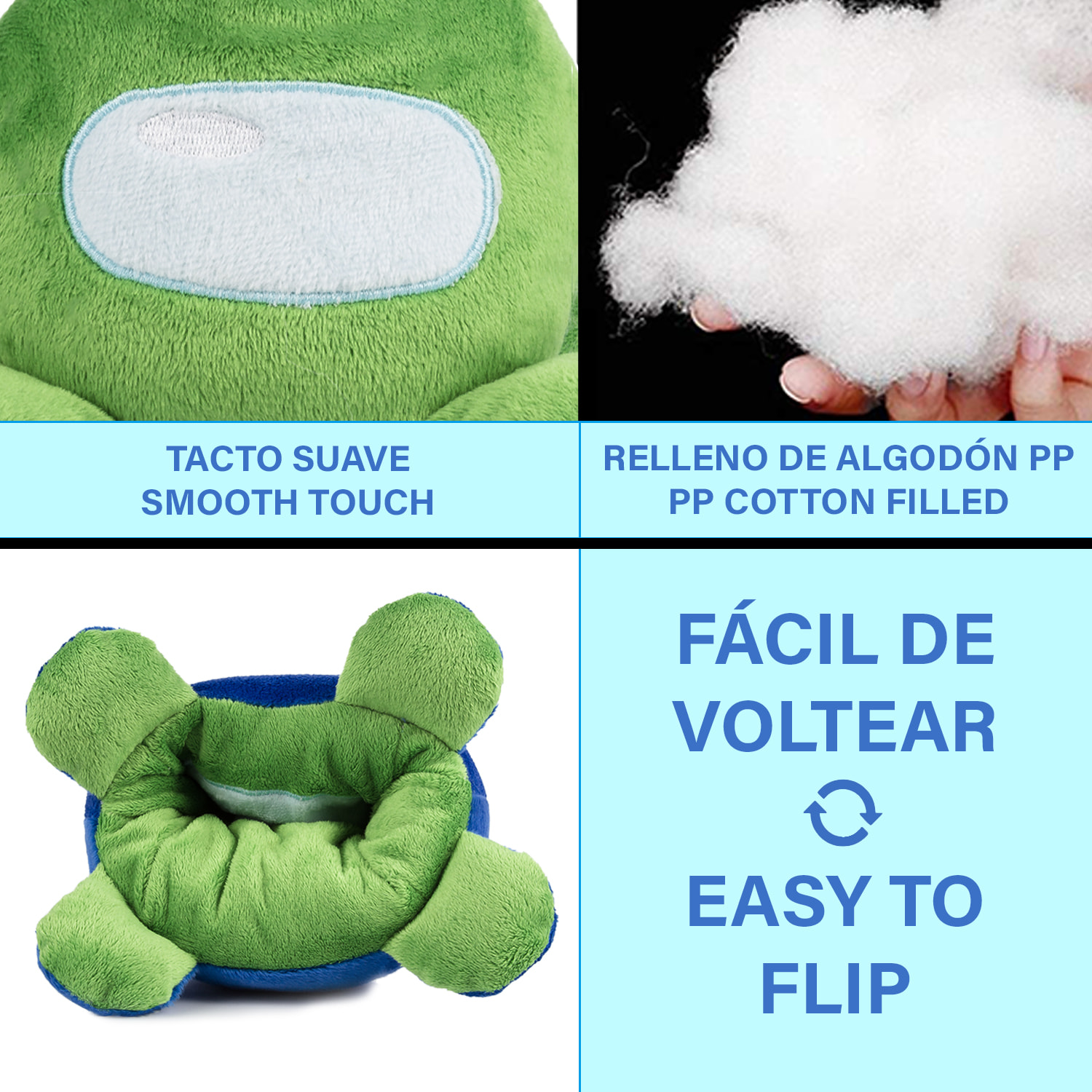 Among Us peluche reversibile con 2 facce, 16 cm.