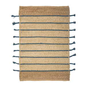 Tapis en jute et coton bleu 60x80cm DIDIM