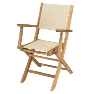 FUN - Ensemble de jardin avec table en bois teck et textilène 10/12 pers.