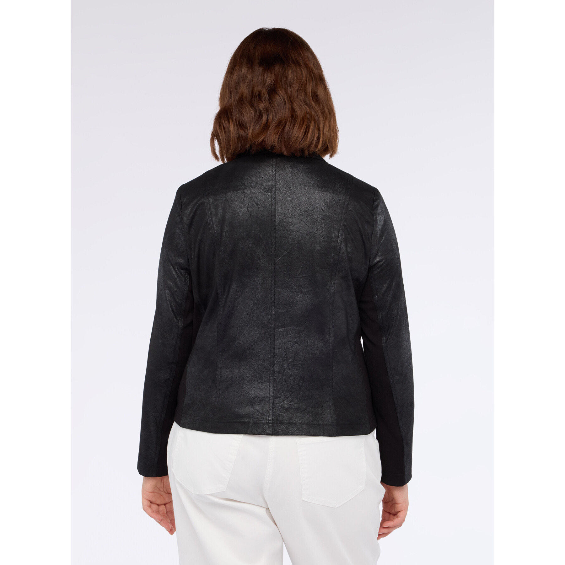 Fiorella Rubino - Chiodo effetto scamosciato con zip dorata - Nero