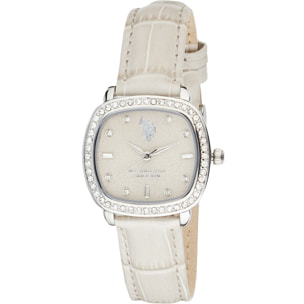 Orologio U.S. Polo Assn. con cinturino in pelle grigio chiaro