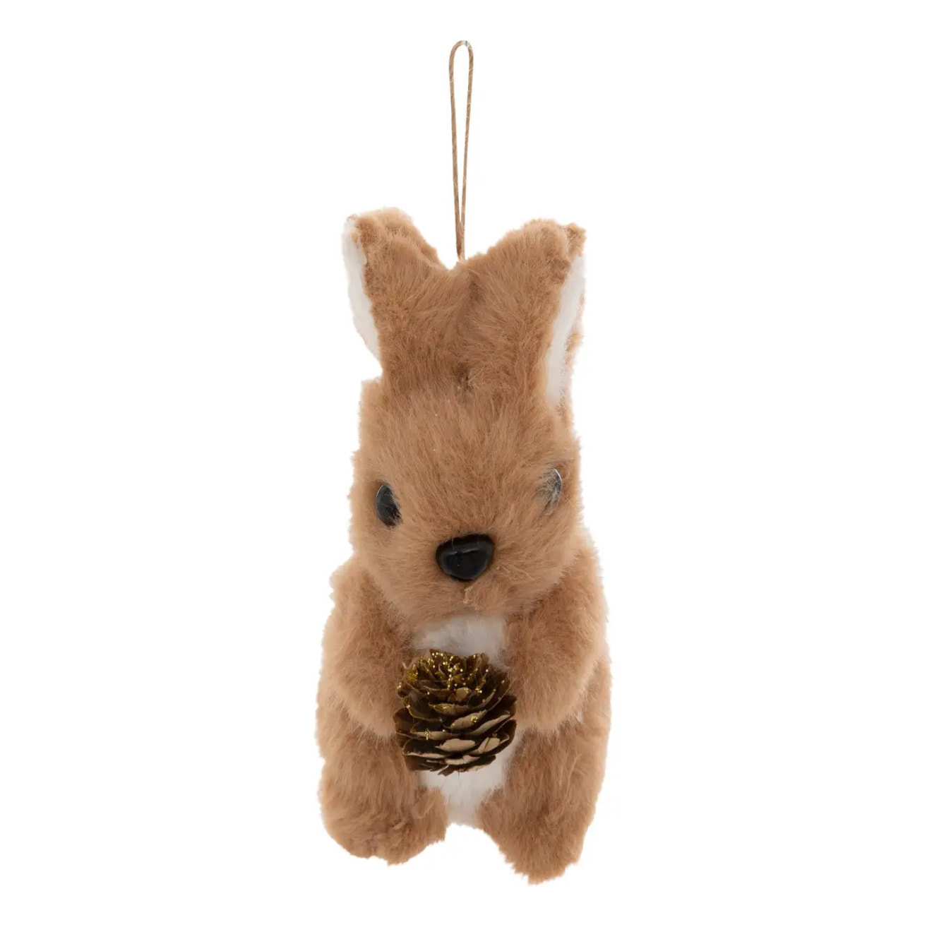 Sujet lapin fourrure pomme de pain polystyrène H.12cm marron