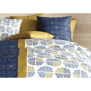 Parure housse de couette coton bleu