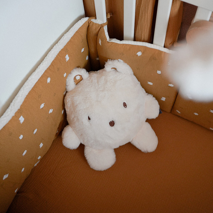 Tour de lit rembourré en jersey jacquard  - Effet maille - Crème