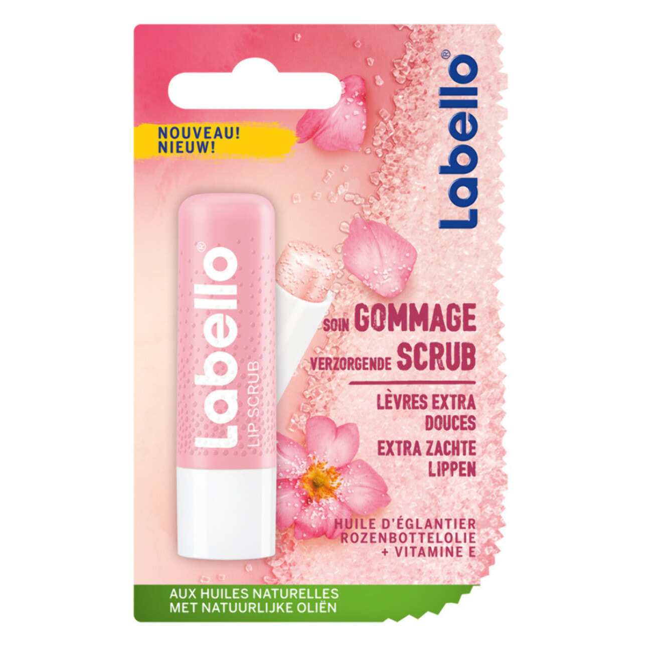 Pack de 6 - LABELLO - Sticks soin Gommage à lèvres hydratant LABELLO Huile d'Eglantier 6X5,5 ml