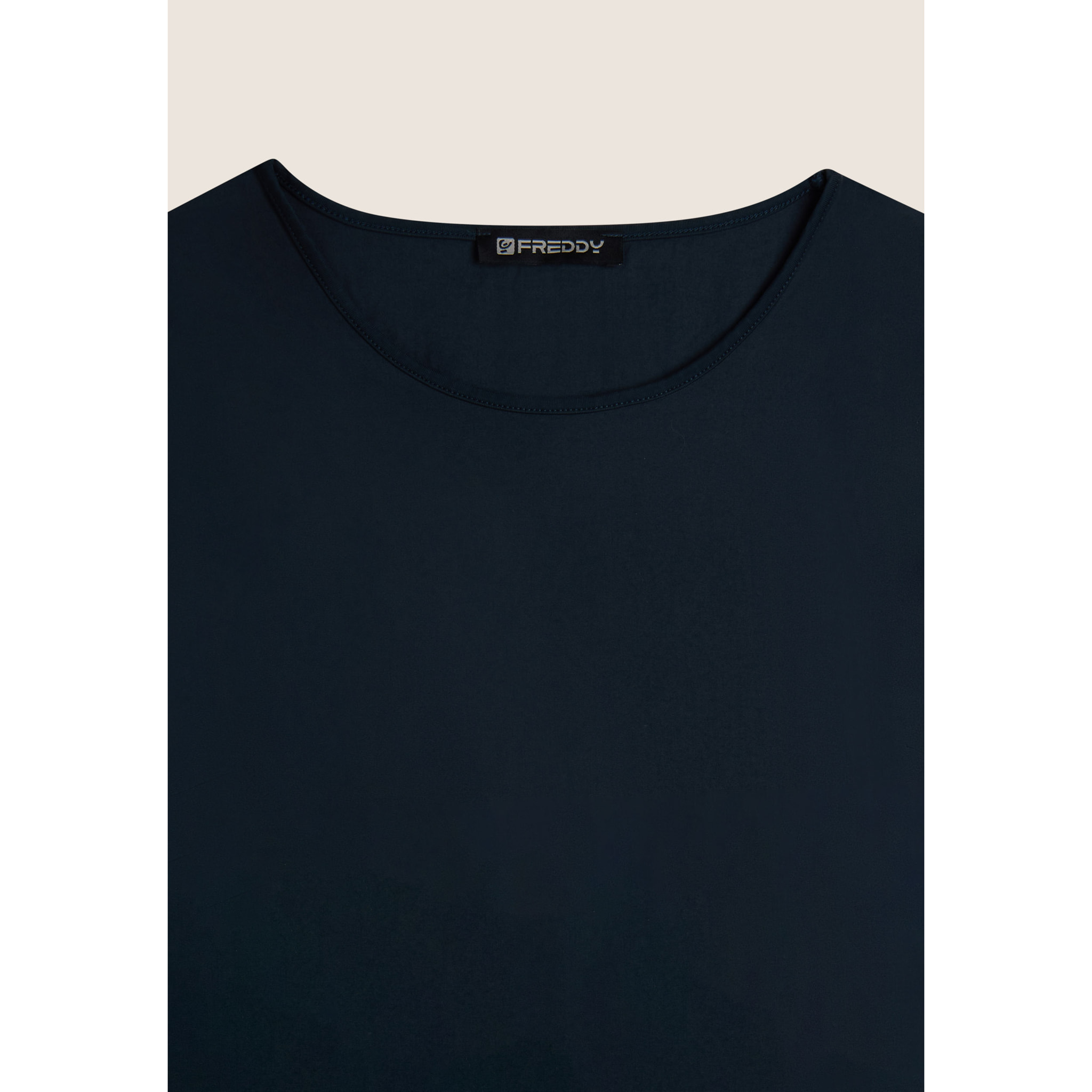 T-shirt regular da donna in tessuto stretch a base cotone