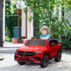 Coche Eléctrico para Niños Mercedes-Benz EQA Coche de Batería 12V con Control Remoto Música Bocina Velocidad 3-8 km/h para Niños de 3-8 Años 111,5x69x52,5 cm Rojo