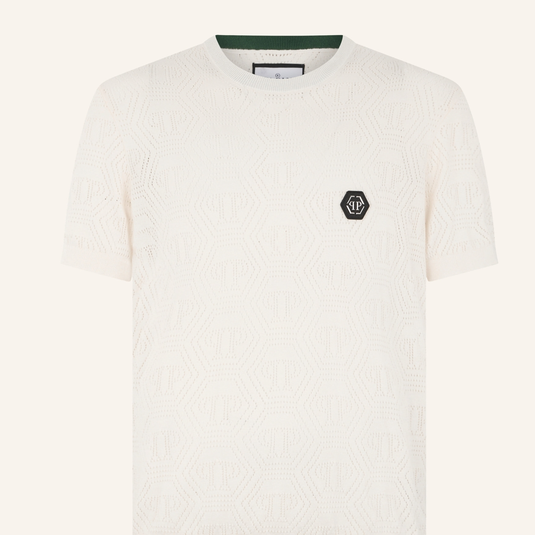 PHILIPP PLEIN Round Neck T-Shirt Openwork Monogram