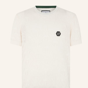PHILIPP PLEIN Round Neck T-Shirt Openwork Monogram