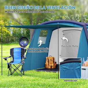 Tienda de Campaña Inflable Familiar Tipo Túnel para 3€“6 Personas Tienda de Campaña Glamping con Vestíbulo Ventanas de Malla y Bolsa de Transporte Protección UV 50+ Impermeable al Aire Libre