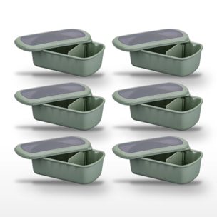 Lot de 6 Lunchbox Vertes à compartiment réglable Fackelmann Storage