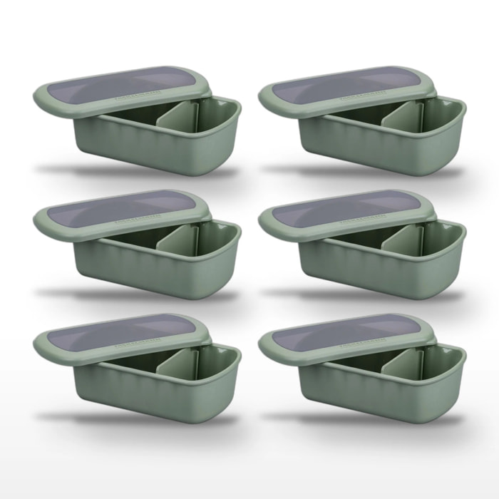 Lot de 6 Lunchbox Vertes à compartiment réglable Fackelmann Storage