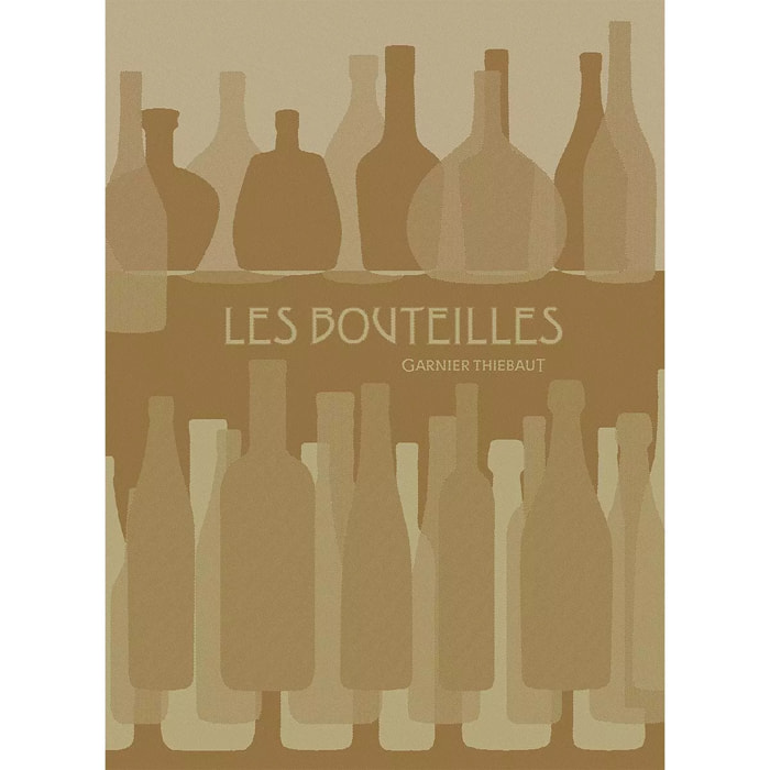 Torchon pur coton motif jacquard beige Les bouteilles chaume