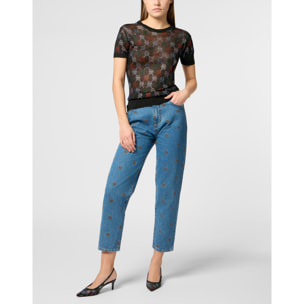 PHILIPP PLEIN Knitted Sexy Pure Fit T-Shirt Multicolor Monogram