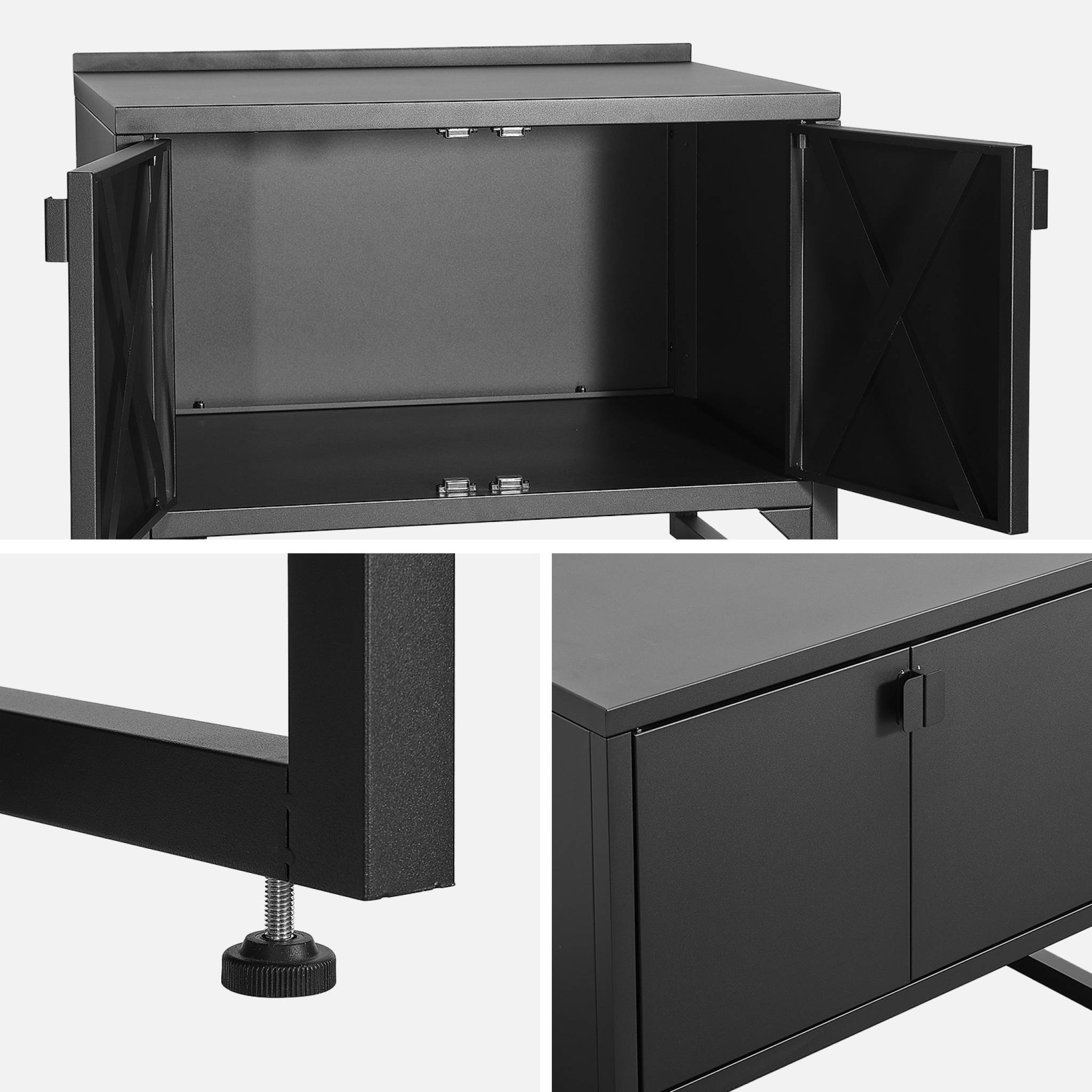 Cuisine extérieure acier 2 portes L80cm noir - Kea