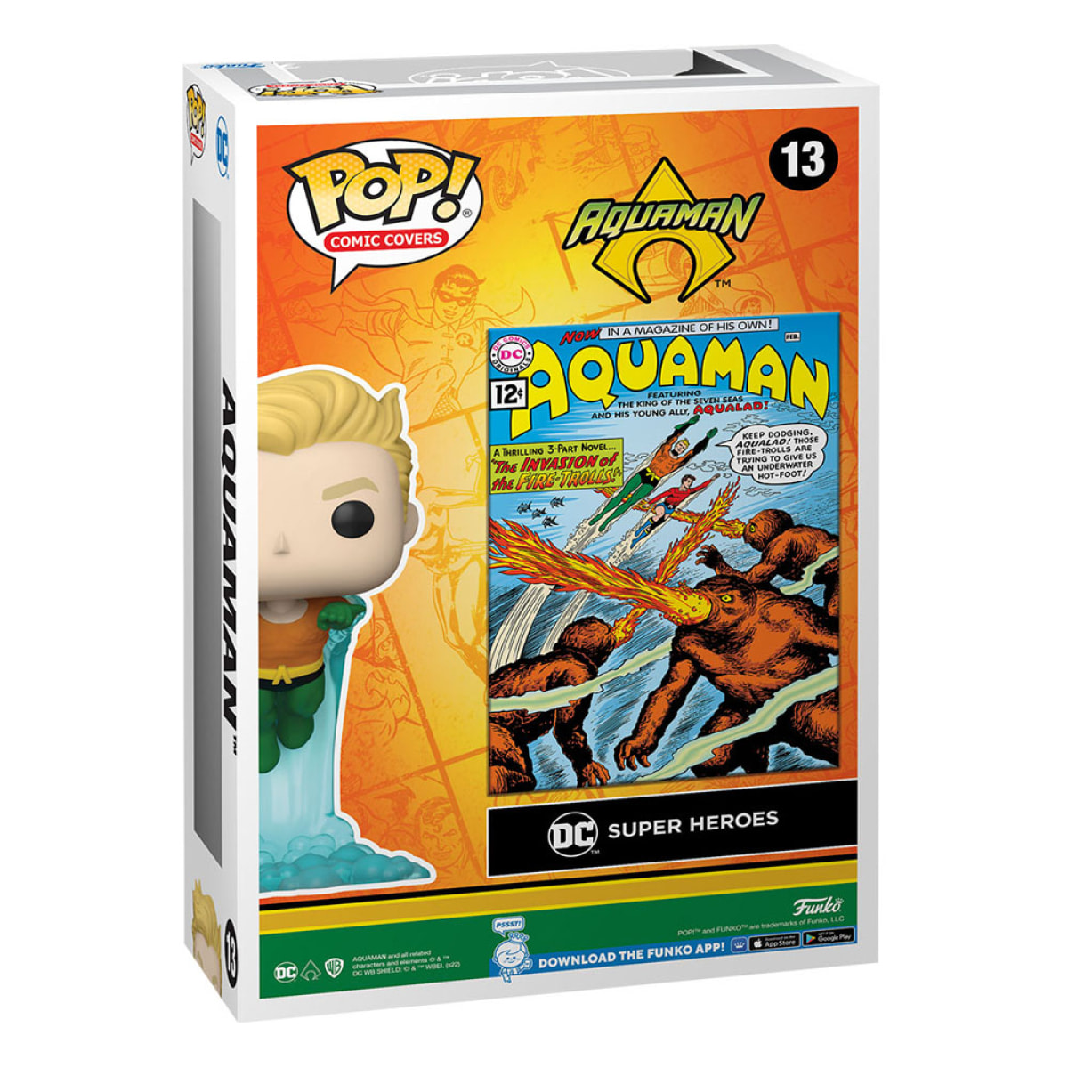 Dc Comics Pop! Comic Cover Vinile Figura Aquaman 9 Cm Funko