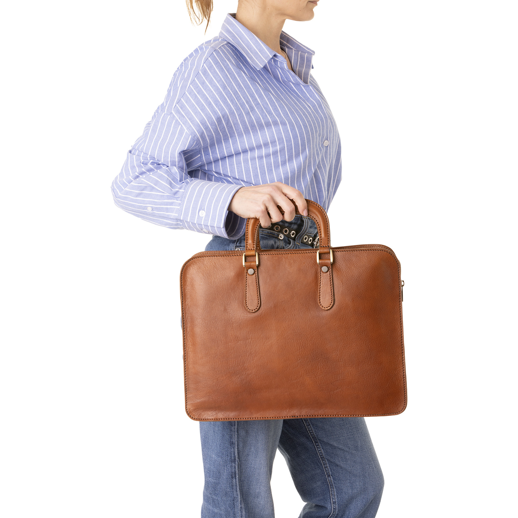 Borsa a mano  unisex In Vera pelle Made in Italy 40x30x8 cm