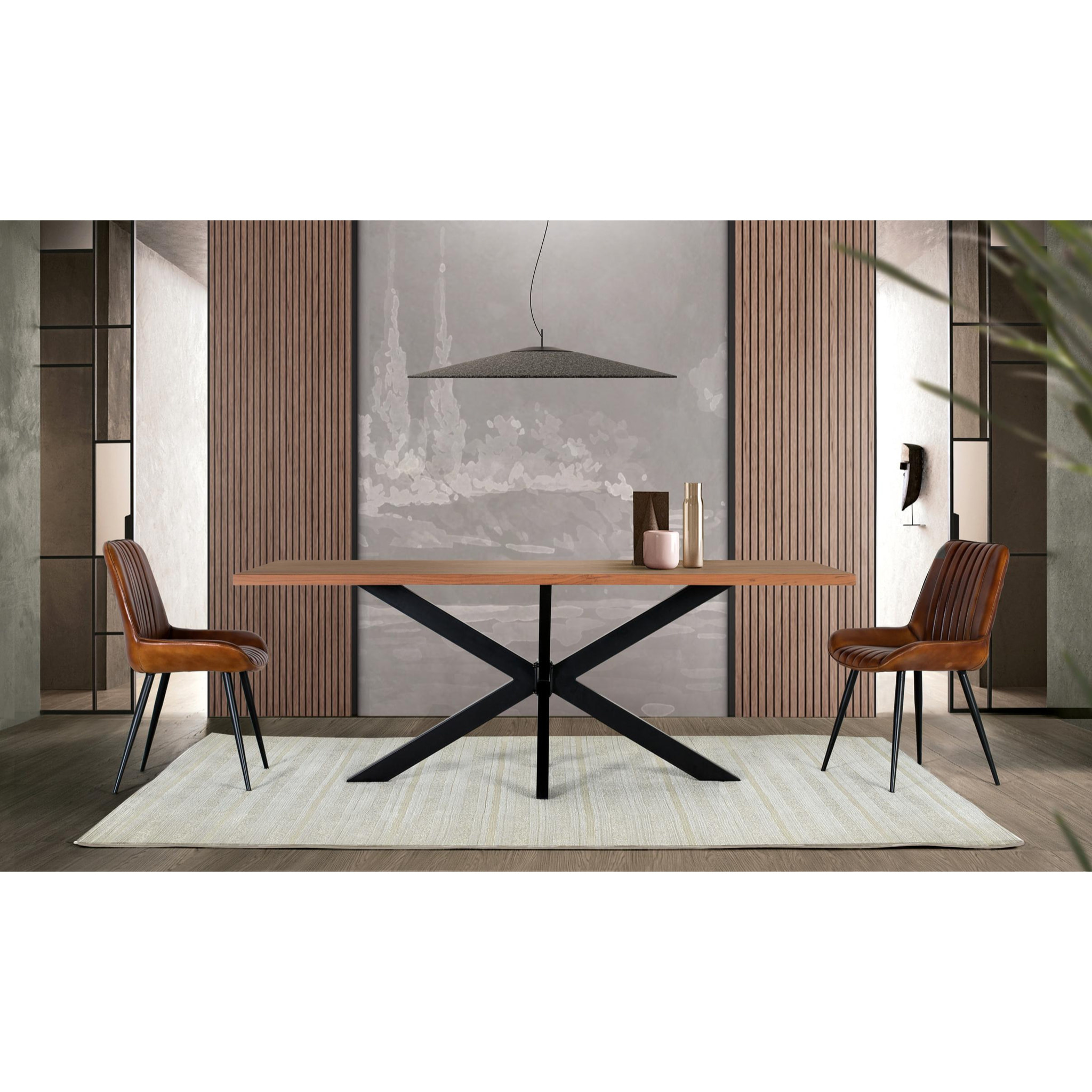 Mesas de Comedor de Madera de Acacia 180 Cm Estilo Industrial