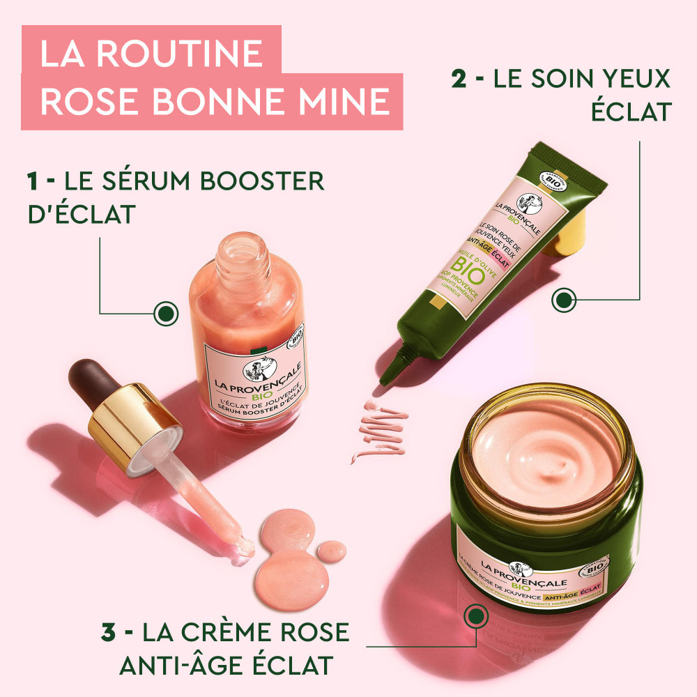 La Provençale Peptide-Eclat - Sérum Rose Booster d'Eclat Anti-fatigue - Olive violette - Peptides, Vitamine C* & Pigments lumine