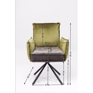 Chaise avec accoudoirs Chelsea verte et grise Kare Design