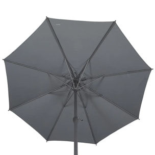 Parasol droit rond "Loompa" ardoise 3m en aluminium