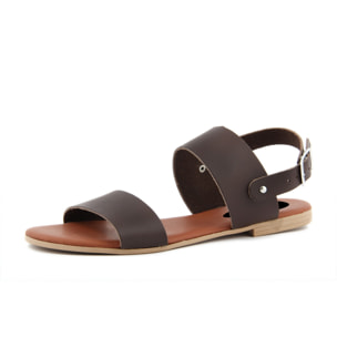 Sandalo Donna in pelle colore Marrone