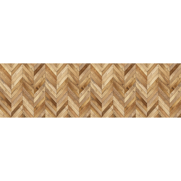 Revêtement sticker sol - CHEVRONS BOIS MIXTE - Rouleau adhésif Protection Anti-dérapant