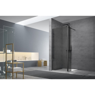Paroi de douche à l'italienne 87x200cm Walk-in, verre fumé (WI90KS)