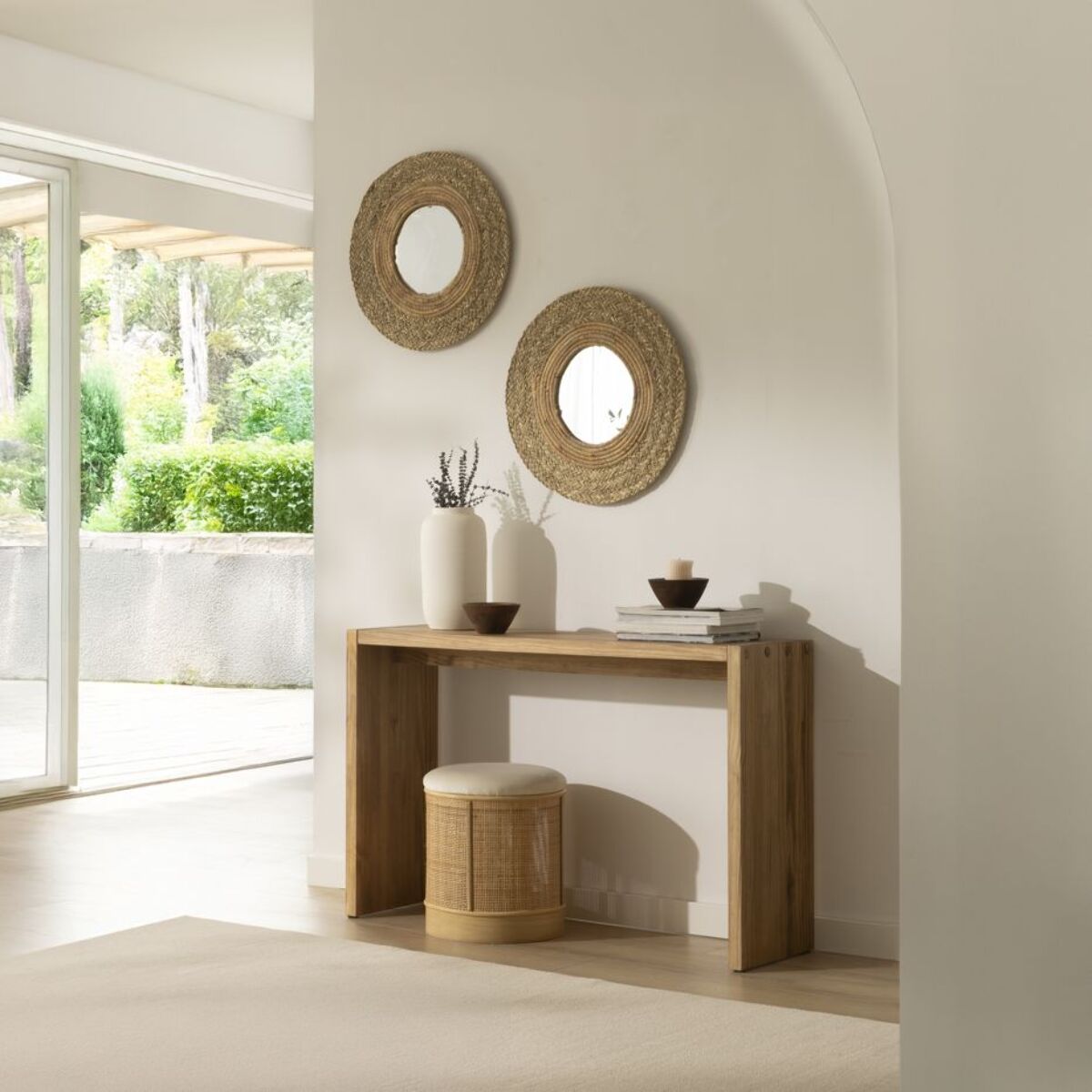 Meuble d'entrée Bitam -bois massif d'araucaria-couleur lixa 120 x 75 x 35 cm