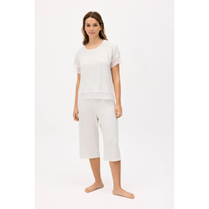 Pigiama leggero maglietta maniche corte e pantaloni capri Grigio