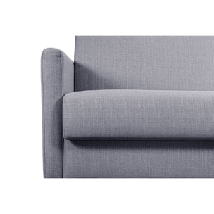 Canapé convertible 3 places en tissu gris clair et bois clair avec matelas 13 cm SKANDY