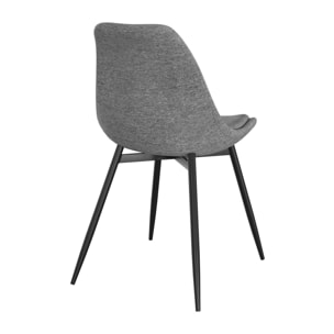 Lot de 2 chaises en tissu gris foncé chiné et pieds en métal - Filipi
