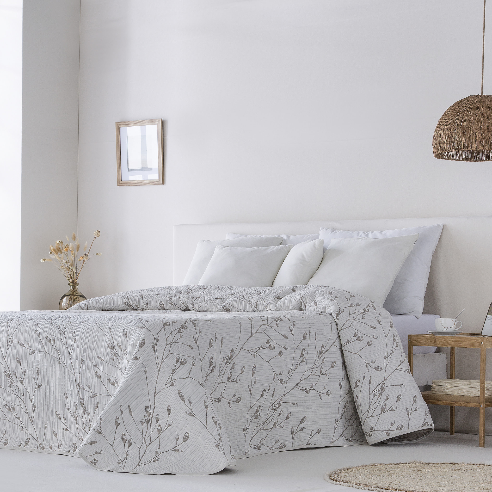 Colcha Jacquard algodón Tuvalu Taupe