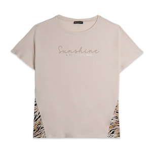 T-shirt maniche a kimono con stampa fantasia sui fianchi