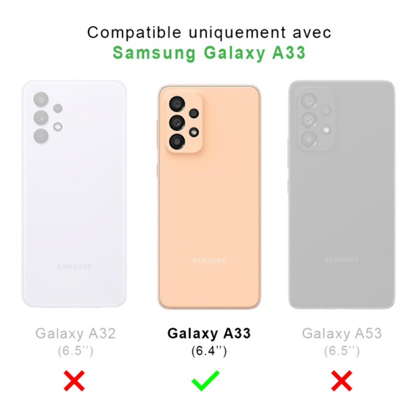 Coque Samsung Galaxy A33 Antichoc Silicone + 2 Vitres en verre trempé Protection écran