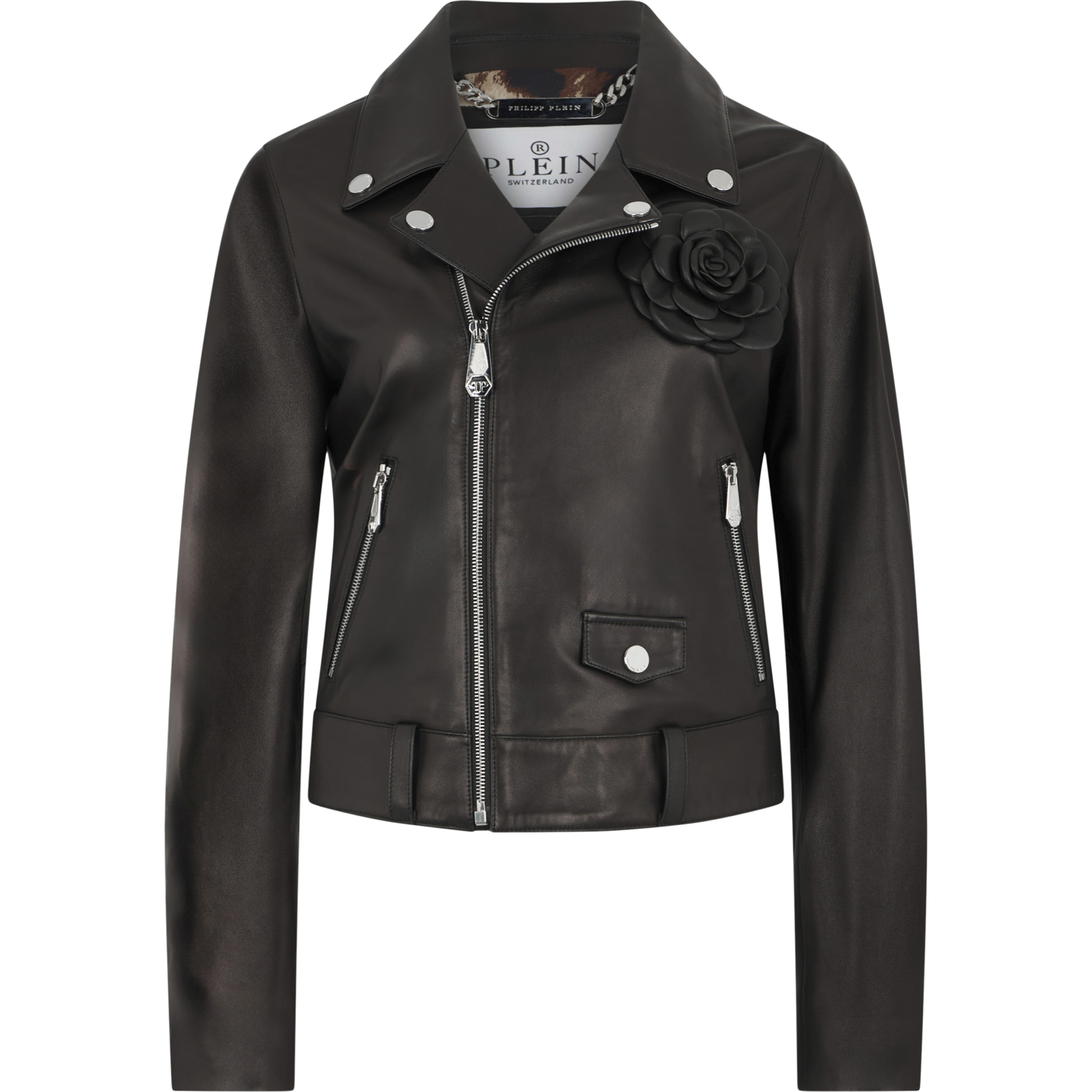 PHILIPP PLEIN Chaqueta biker oversize FLOWER
