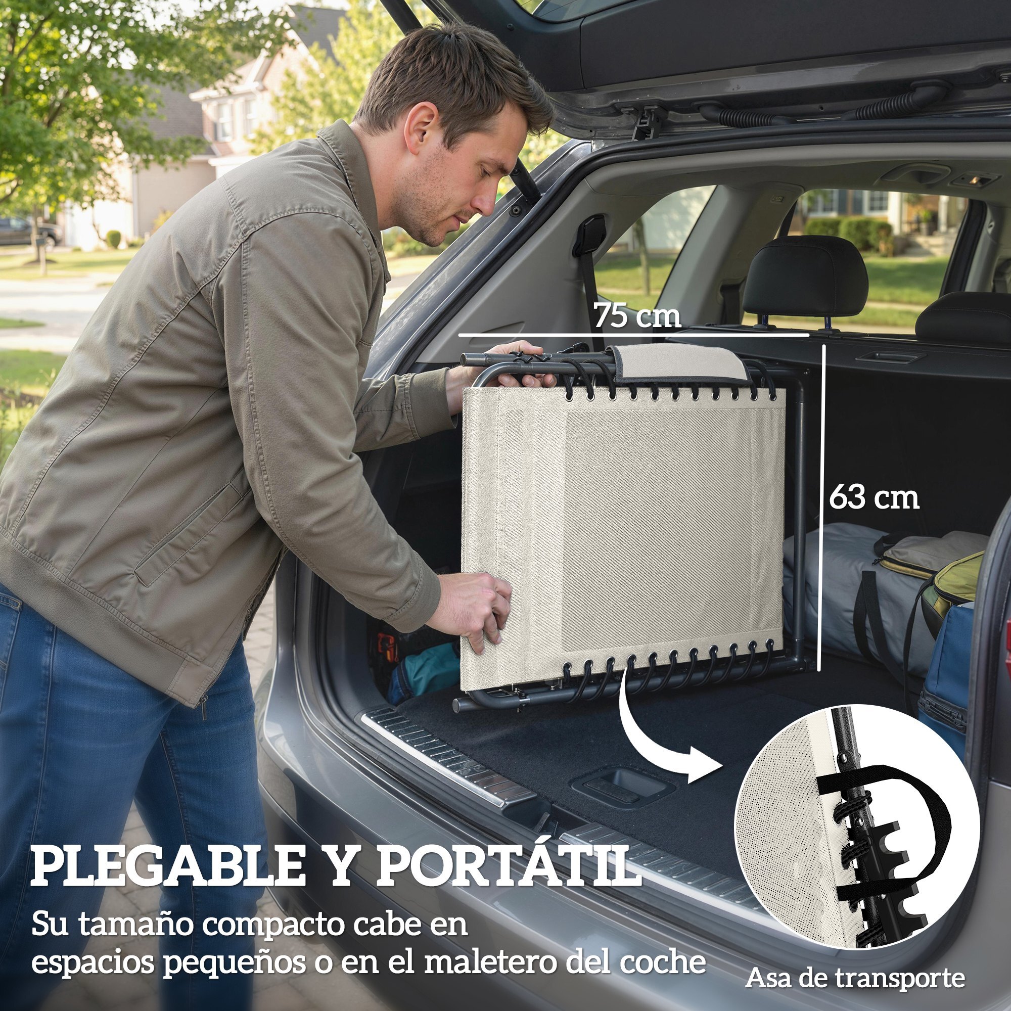 Set de 2 Tumbonas Jardín Exterior, Tumbonas Plegables con Reposacabezas, Parasol y Bolsillo Lateral, Respaldo Reclinable 5 Posiciones y Asiento Malla Transpirable para Playa, Piscina, Crema