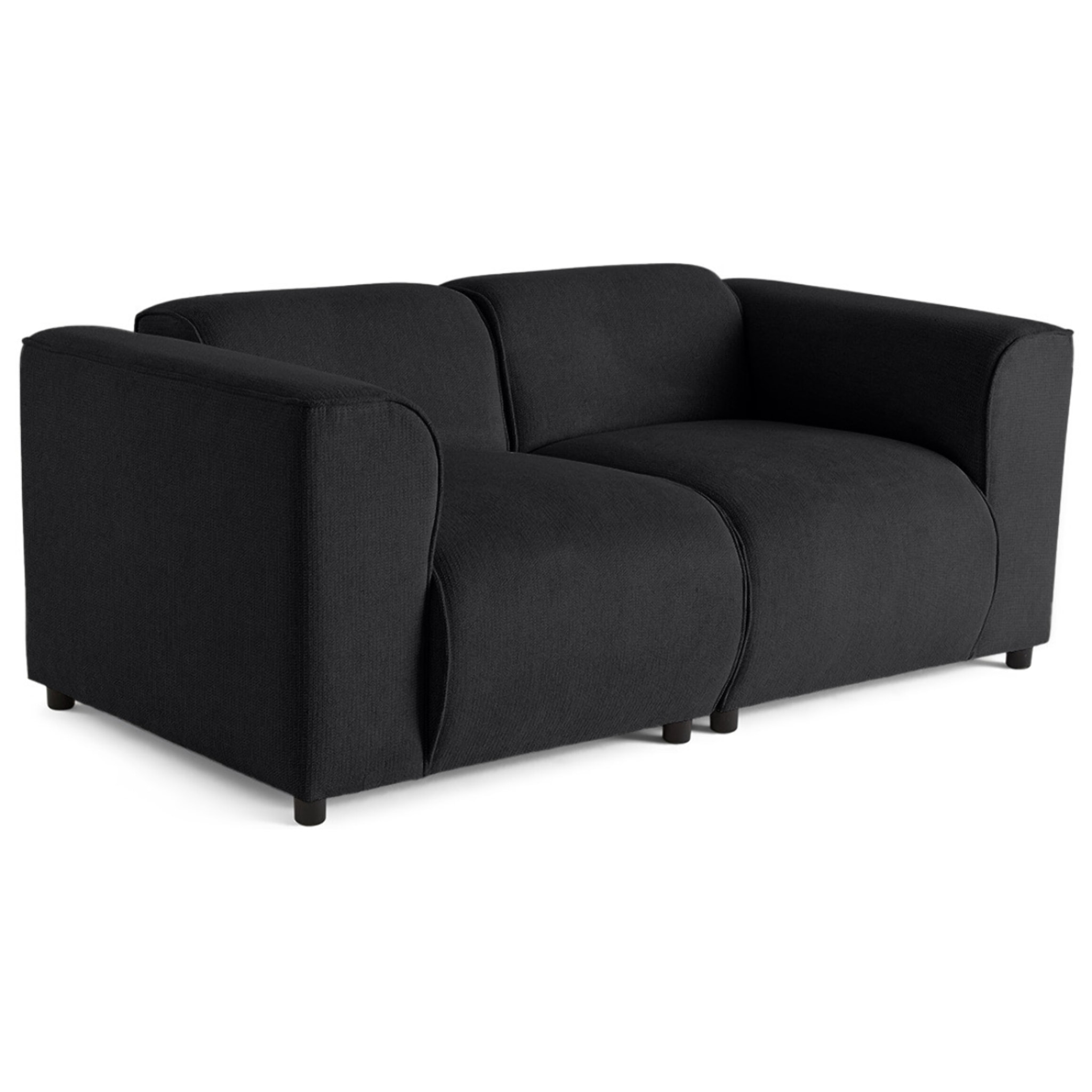 Suaro - Canapé modulable 2 places en tissu texturé - Noir