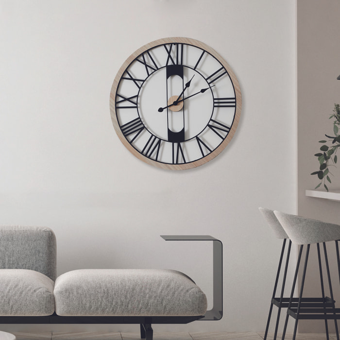 Horloge Silencieuse Bois Et Metal D70cm Jack