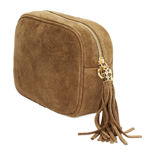 Borsa a tracolla da donna in camoscio taupe
