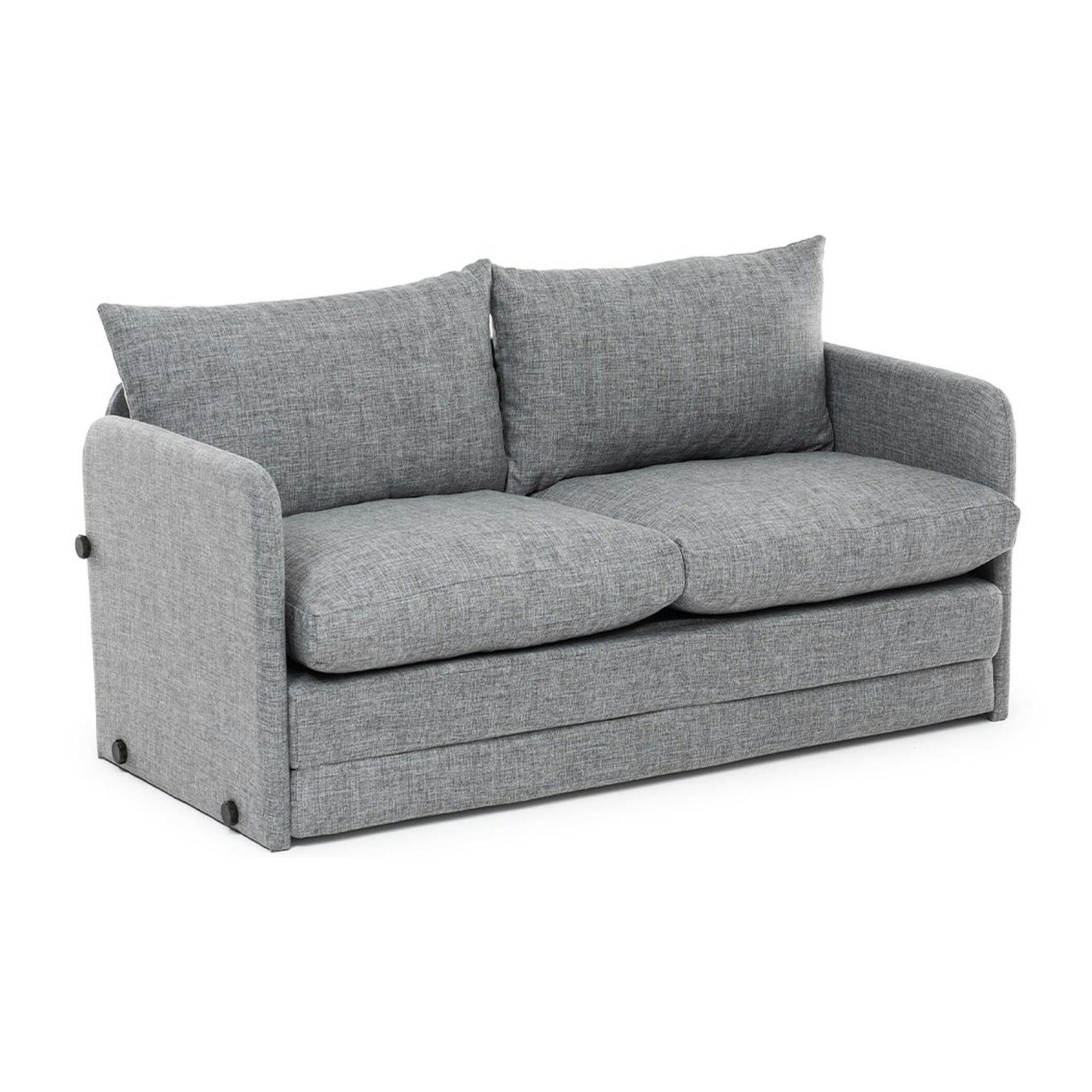 Canapé-lit en lin gris chiné, 2 personnes 140 cm ORURO