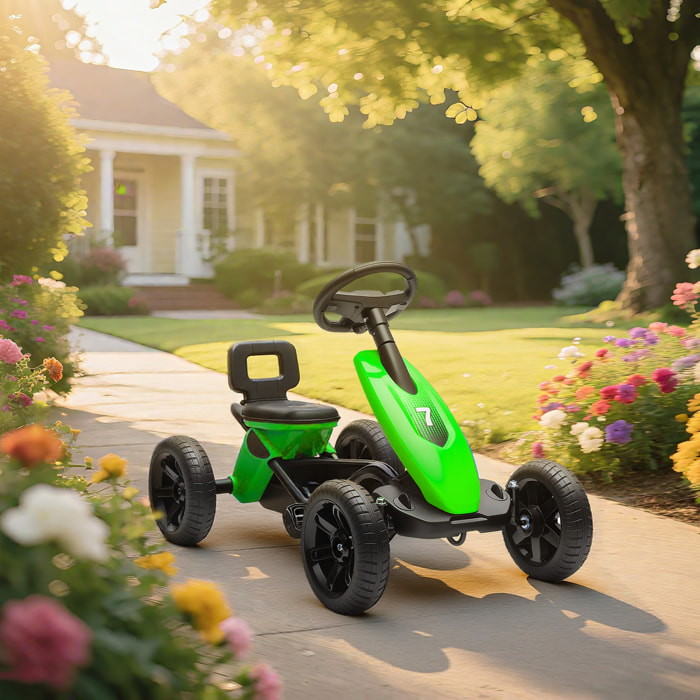 Kart à pédales enfant - Go Kart - carter chaine fermé - marche AV AR - métal plastique noir vert