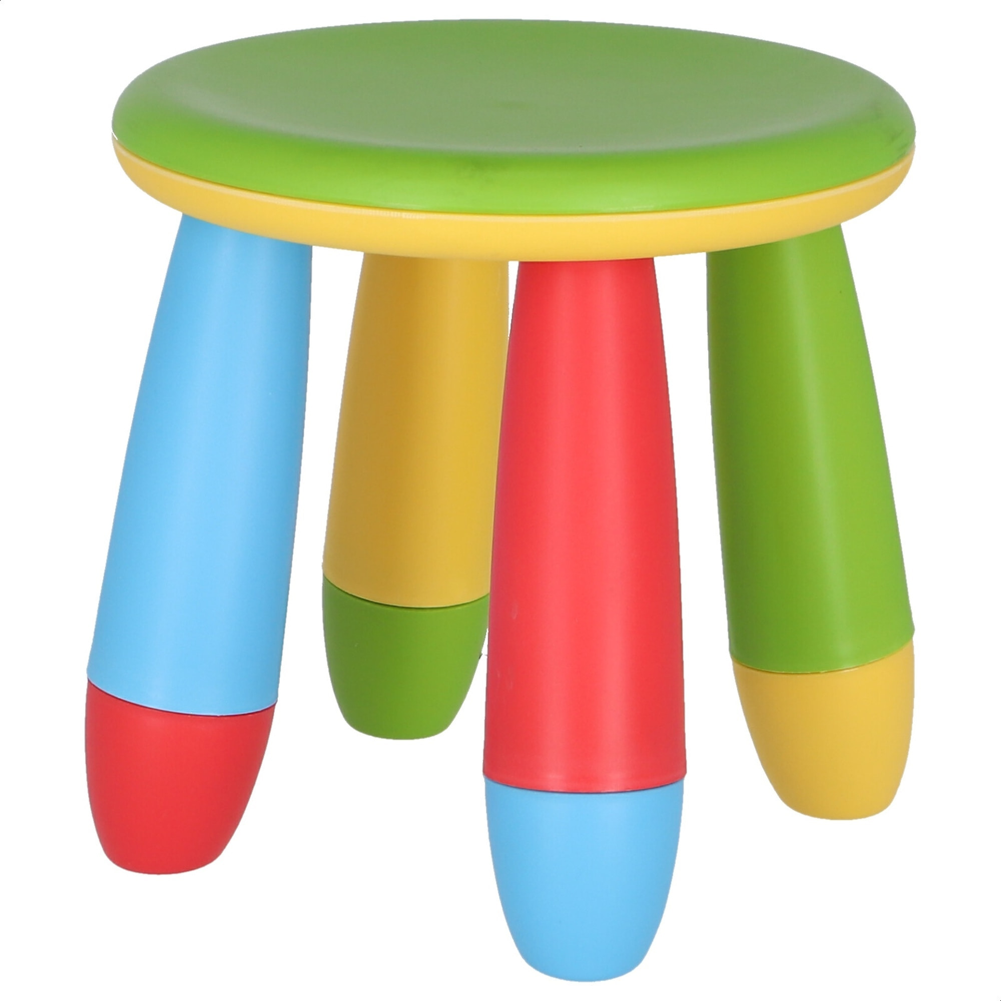 Taburete infantil verde en plástico fuerte y resistente, diá:30 cm x h:26 cm